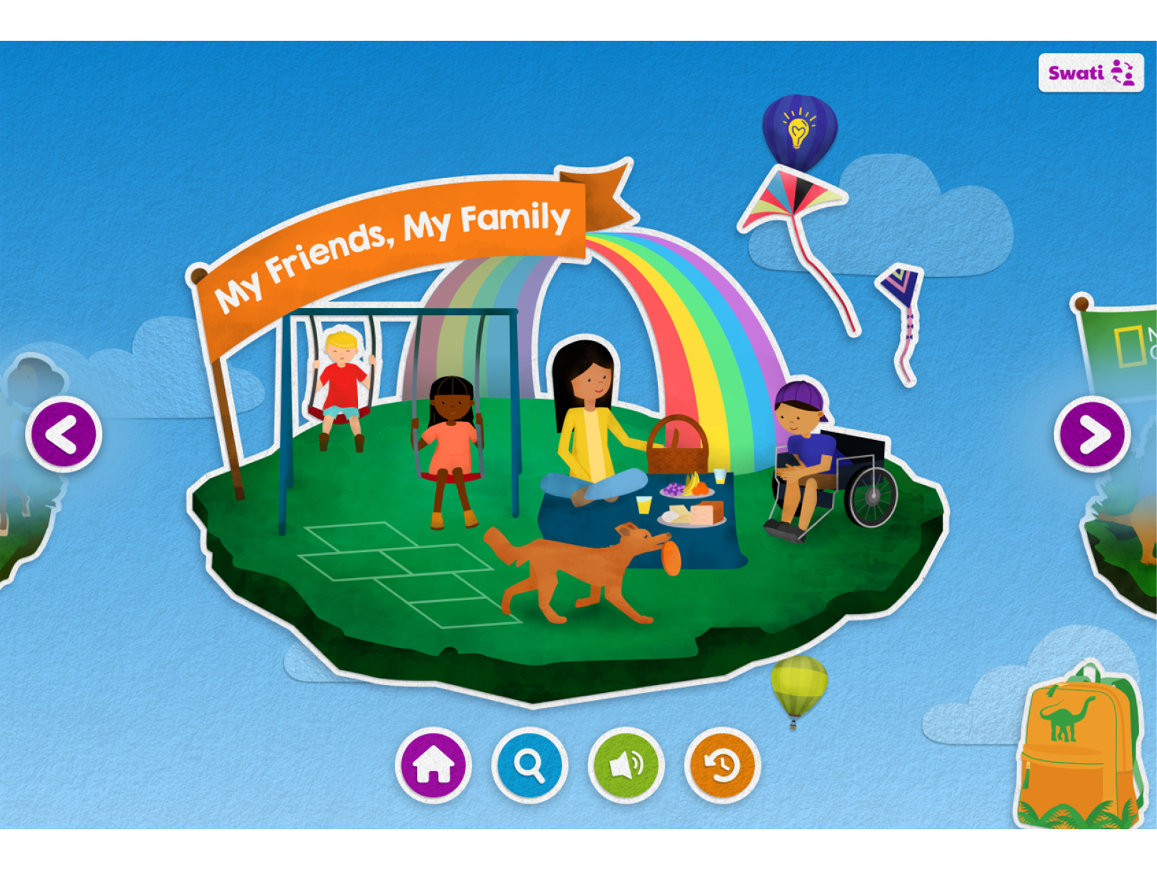 Screenshot of My Friends, My Family island of Skybrary app